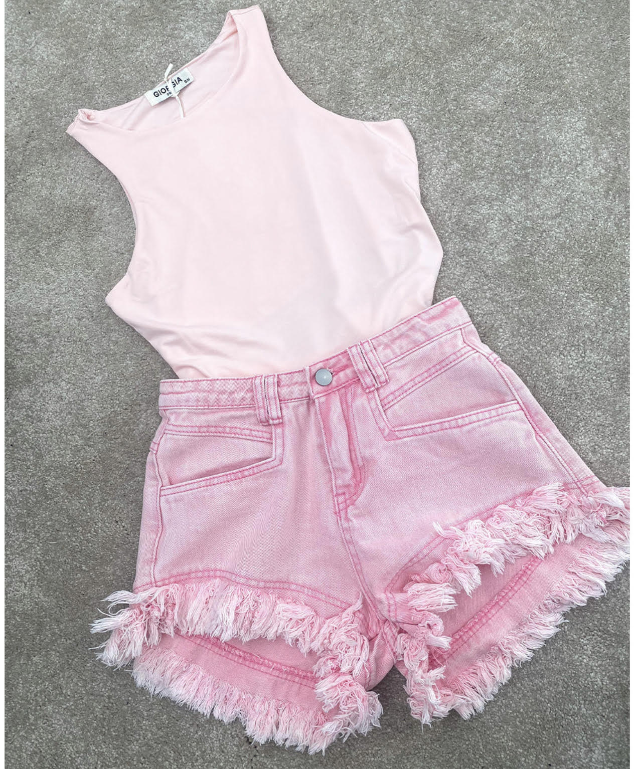 Pink denim shorts online